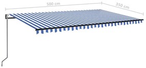 Toldo retrátil automático 500x350 cm azul e branco