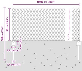 Postes de Cerca vidaXL 11 pcs U-Channel Cinza 60 cm Aço, Cerca Hexagon