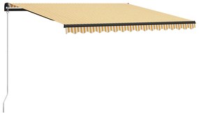 vidaXL Toldo retrátil manual 400x300 cm amarelo e branco