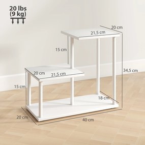 Estante de 3 Níveis Estilo Moderna com Estrutura de Metal e Prateleira de Arrumação para Secretária 40x20x34,5 cm Branco