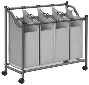Separador de roupas com rodinhas SONGMICS, Cesto de roupas com 4 sacos removíveis, Cesto de roupas, Carrinho de roupas, para lavanderia, quarto, banheiro, 4 x 35L, Cinza LSF005GS
