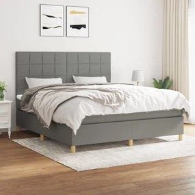 vidaXL Cama com molas/colchão 180x200 cm tecido cinzento-escuro