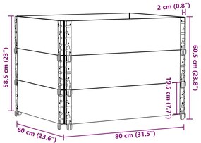 Vaso/floreira para jardim 80x60 cm pinho maciço castanho