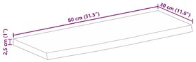 Tampo de mesa c/ borda viva 80x30x2,5cm mangueira áspera maciça