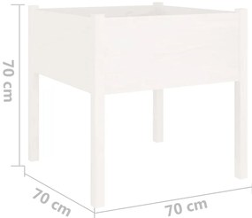 Vaso de jardim 70x70x70 cm madeira de pinho maciça branco