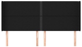 Cabeceira de cama c/ abas tecido 203x16x118/128 cm preto