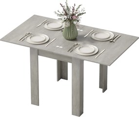 Mesa de Jantar Extensível Retangular, 140 x 80 x 77,5 cm, Para 4 a 6 Pessoas, Cinzenta