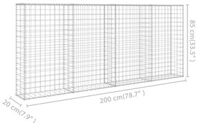 Muro gabião com tampas aço galvanizado 200x20x85 cm