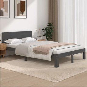 Estrutura de cama 120x200 cm pinho maciço cinzento