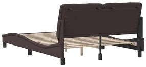 Estrutura de cama sem colchão 120x200 cm tecido castanho-escuro