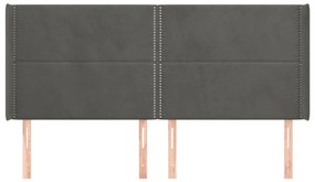 Cabeceira cama c/ abas veludo 163x16x118/128 cm cinzento-escuro
