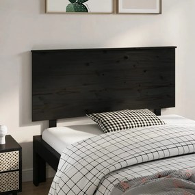 vidaXL Cabeceira de cama 139x6x82,5 cm pinho maciço preto