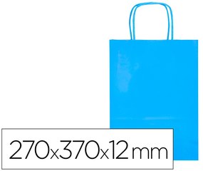 Saco de Papel Basika Celulose Celeste M com Asa Torcida 270x370x12 mm