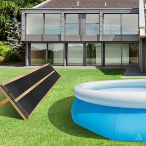 Aquecedor solar para piscina em PE 2 painéis de aquecimento solar de 300 x 75 cm (SEM SUPORTE) Preto