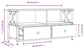 Móvel de TV 90x33x45 cm derivados de madeira/ferro cinza sonoma