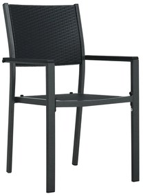 Cadeiras jardim 4 pcs plástico preto aspeto vime