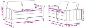 2 pcs conjunto sofás c/ almofadões couro artificial cor creme