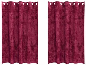 Cortinas de Veludo 2 pçs com Ilhós Vermelho Vinho 175x140 cm