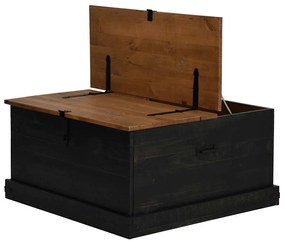 Caixa de arrumação HALDEN 91x91x47 cm pinho maciço preto