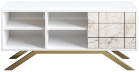 Móvel TV North – Branco e Dourado – 130 cm x 38,6 cm x 58,6 cm