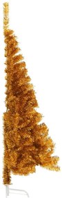 Meia árvore de Natal artificial com suporte 180 cm PET dourado