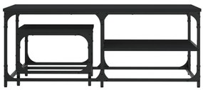 Mesas de centro de encastrar 2 pcs derivados de madeira preto