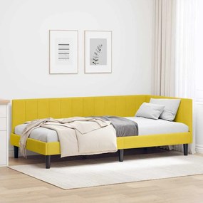 vidaXL Estrutura de Cama de Canto Amarelo 100 cm x 200 cm Veludo