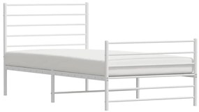 Estrutura de cama com cabeceira e pés 100x190 cm metal branco