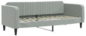 Sofá-cama com colchão 80x200 cm veludo cinzento-claro