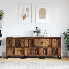 vidaXL Buffet 3 pcs Madeira antiga 60 x 35 x 70 cm