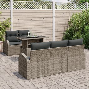 Conjunto de Sofá de Jardim 6 Peças vidaXL com Almofadas Cinzento Vime