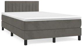 Cama box spring colchão LED 120x190cm couro artif. cinza-escuro