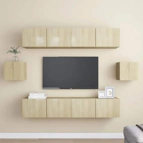 vidaXL 6pcs conjunto de móveis de TV derivados madeira carvalho sonoma