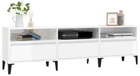 Móvel p/ TV 150x30x44,5 cm derivados madeira branco brilhante