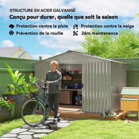 Abrigo de jardim com 5,4 m², dimensões: 2,77 x 1,95 x 1,92 m, com fundações incluídas (PISO NÃO INCLUIDO), porta de correr, aberturas de ventilação e