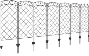 Outsunny Conjunto de 7 cercas de jardim decorativas em metal com ornamentos - 344L x 110H cm preto | Aosom Portugal