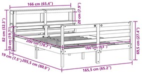 Estrutura de cama c/ cabeceira sem colchão 160x200 cm branco