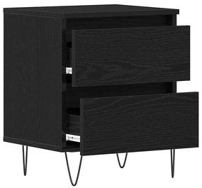 Mesa de cabeceira vidaXL Preto Carvalho 40x35x50 cm Madeira de engenha