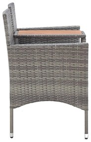 Banco de jardim 2 lugares com mesa centro 143 cm vime PE cinza