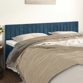 Cabeceira de cama 2 pcs veludo 100x5x78/88 cm azul-escuro