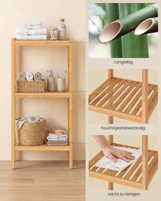 Estante de casa de banho em bambu , 33 x 33 x 79,5 cm na cor natural