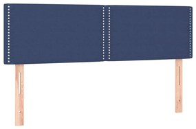 Cabeceira de cama c/ luzes LED tecido 144x5x78/88 cm azul