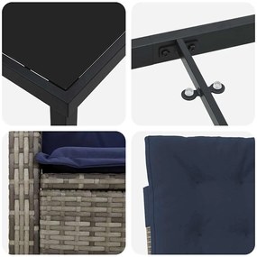 Conjunto de Jantar de Jardim com 7 Peças em Rattan Sintético Cinza