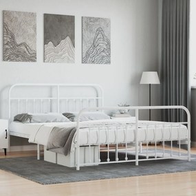 Estrutura de cama com cabeceira e pés 160x200 cm metal branco