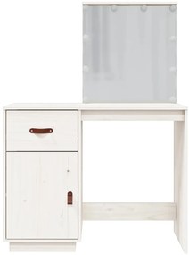 Toucador com luzes LED 95x50x133,5 cm pinho maciço branco