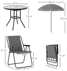 Conjunto de Mesa e Cadeiras de Jardim de 6 Peças Móveis de Jardim Exte
