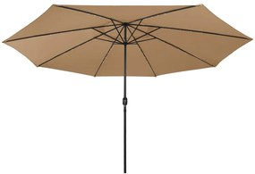 Guarda-sol de jardim com luzes LED 400 cm cinza-acastanhado