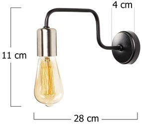 Candeeiro de Parede Denge – Preto e Níquel – 4 x 28 cm