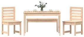 4 pcs conjunto de jantar p/ jardim madeira de pinho maciça
