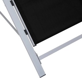 Espreguiçadeiras com mesa 2 pcs alumínio preto